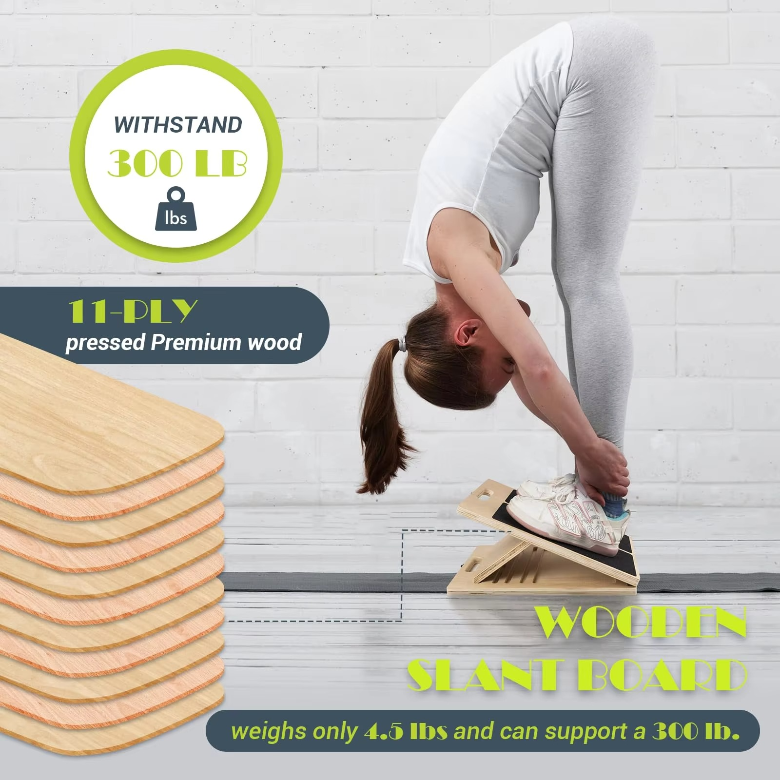 Wooden Slant Board Adjustable Incline Board Portable Calf Stretcher Heavy Duty Calf Stretch Board for Knees Ankle Heel Feet Leg - Image 2