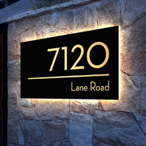 Modern Backlit Acrylic House Number – Personalised LED Outdoor Address Door Sign