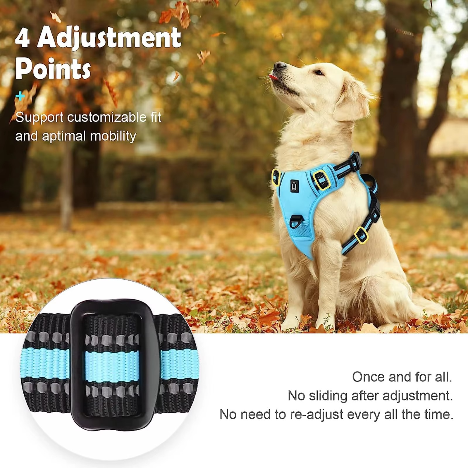 No Pull Dog Harness, Adjustable Soft Padded Pet Vest with Easy Control Handle - Image 3