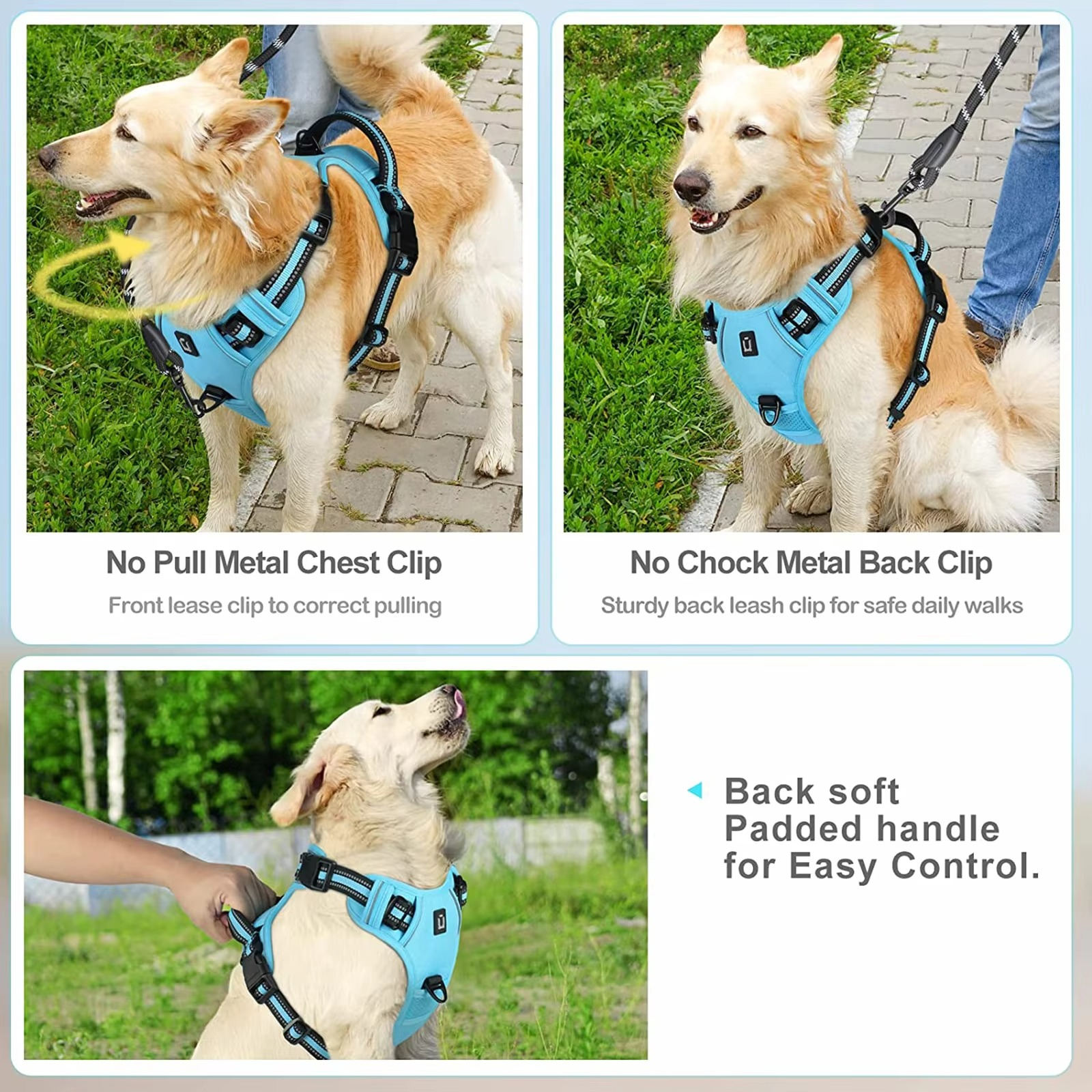 No Pull Dog Harness, Adjustable Soft Padded Pet Vest with Easy Control Handle - Image 2