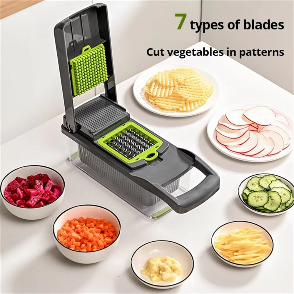 16pcs Vegetable Cutter Multifunctional Slicer Fruit Potato Peeler Carrot Grater Kitchen accessories basket vegetable Slicer