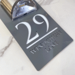 Custom Solar LED House Number Sign – Personalised Acrylic Address Plaque - Gray White