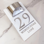 Custom Solar LED House Number Sign – Personalised Acrylic Address Plaque - White Silver
